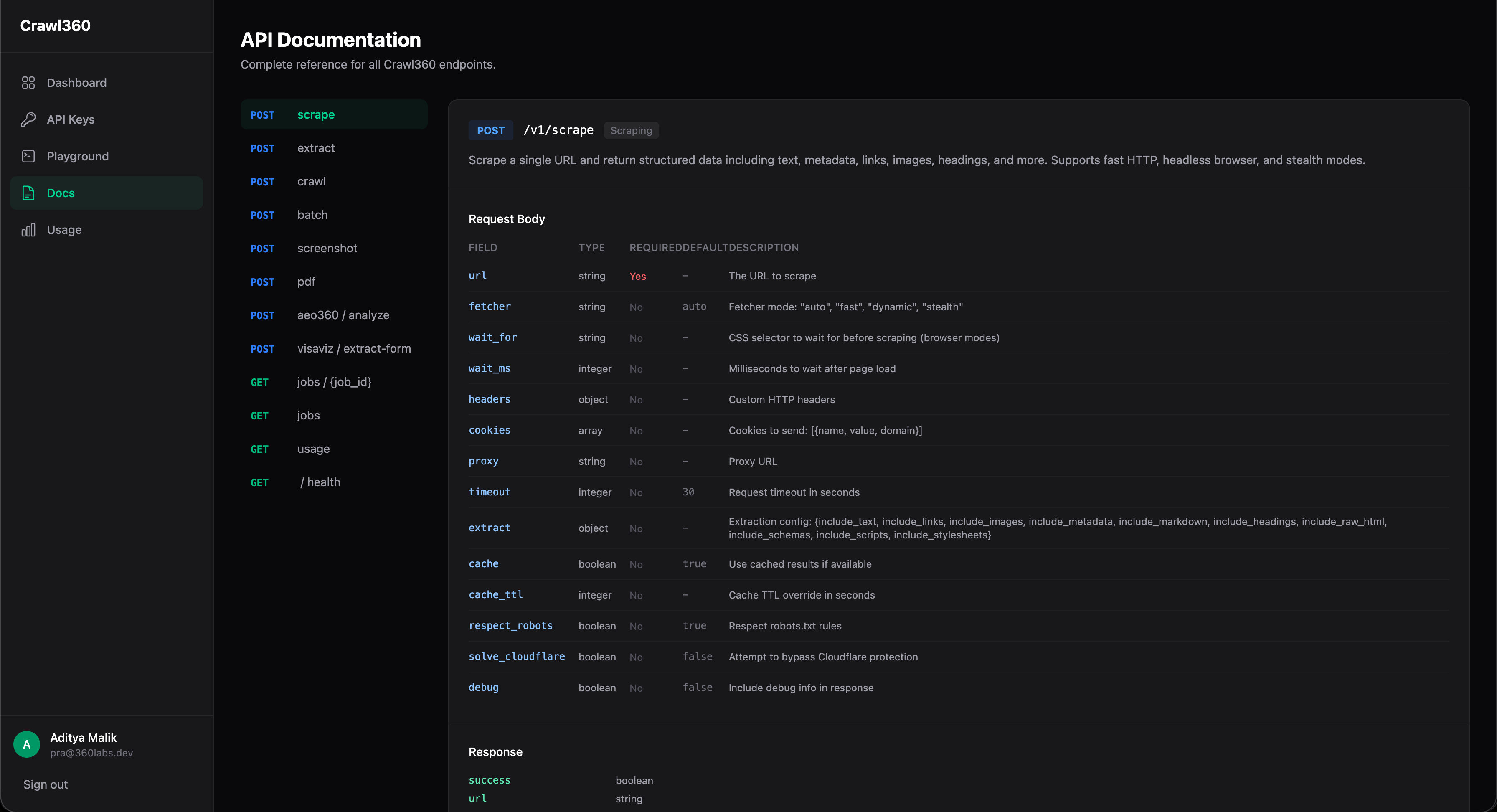 Crawl360 Web Scraping API