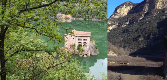 Las imágenes comparativas del gran cambio del pantano de La Baells