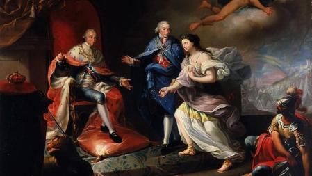 'Godoy presenta la Paz a Carlos IV (Alegoría de la paz de Basilea)', del año 1796 