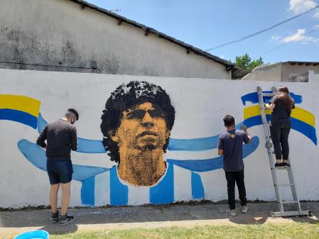 Mural de Diego Armando Maradona en Villa Fiorito
