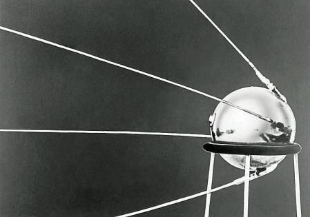 Sputnik I, the first manmade satellite to orbit the Earth, was launched by the Soviets from an undisclosed location on October 4, 1957. Weighing 184 pounds, it circled the earth every 90 minutes.
