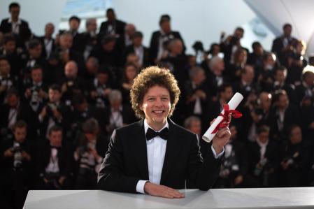 Mexican director Michel Franco poses during a photocall after he was awarded with the Best Screenplay prize for his film 