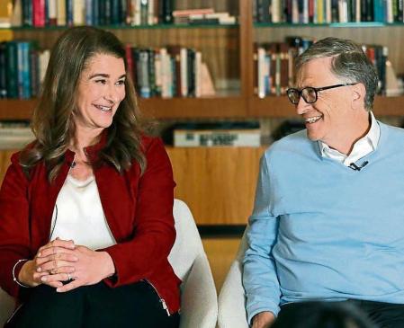 FILE - In this Feb. 1, 2019, file photo, Bill and Melinda Gates smile at each other during an interview in Kirkland, Wash. The couple announced Monday, May 3, 2021, that they are divorcing. The Microsoft co-founder and his wife, with whom he launched the world's largest charitable foundation, said they would continue to work together at The Bill & Melinda Gates Foundation. (AP Photo/Elaine Thompson, File)