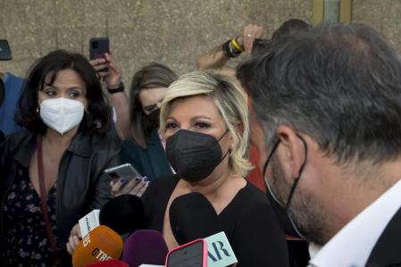 Terelu Campos en el tanatorio despidiendo a Mila Ximénez