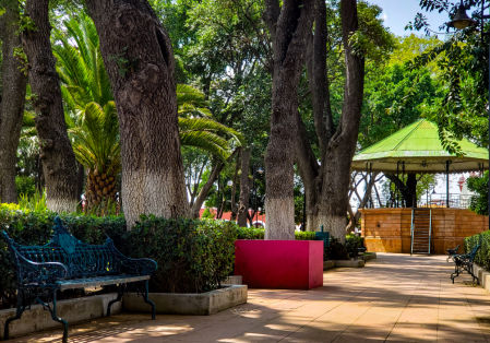 Un parque en el pueblo de Cholula, en México