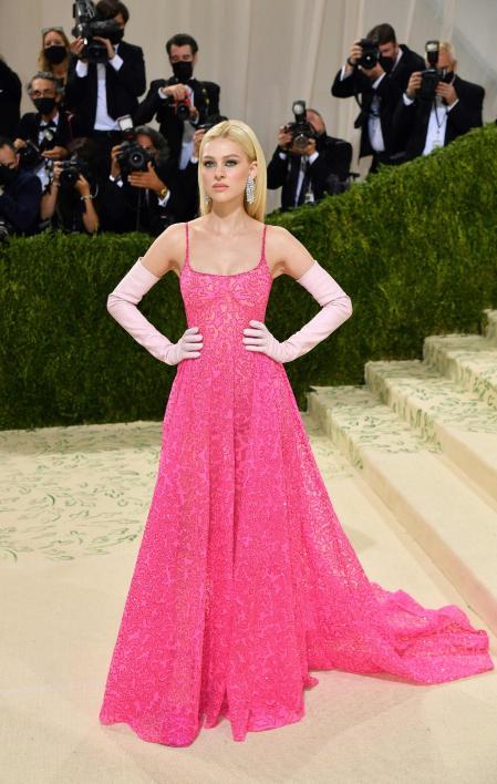 US actress Nicola Peltz arrives for the 2021 Met Gala at the Metropolitan Museum of Art on September 13, 2021 in New York. - This year's Met Gala has a distinctively youthful imprint, hosted by singer Billie Eilish, actor Timothee Chalamet, poet Amanda Gorman and tennis star Naomi Osaka, none of them older than 25. The 2021 theme is 