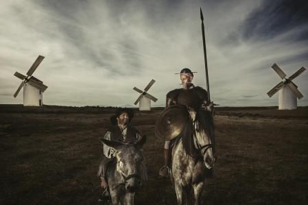 Don Quijote y Sancho Panza en  La Mancha