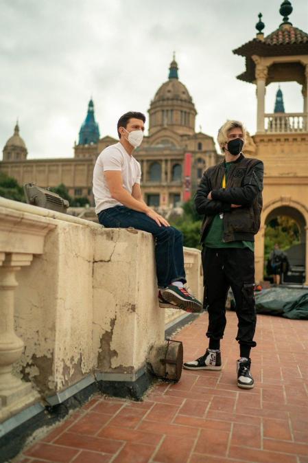 El Rubius en una imagen publicada en las redes sociales durante el rodaje de la nueva película de Tom Holland