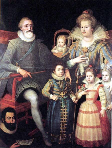 Enrique IV junto a María de Médicis y sus hijos.