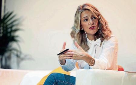 GRAFCVA437. VALENCIA, 13/11/2021.- La ministra de Trabajo, Yolanda Díaz durante su intervención en el acto 