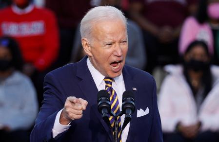 Joe Biden, durante su apasionado discurso en torno al derecho al voto, en Georgia