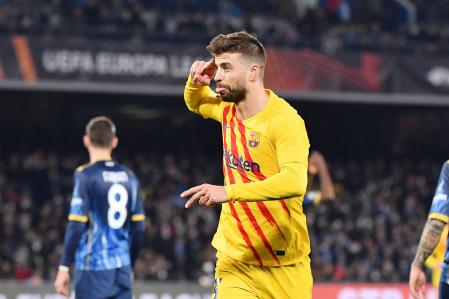 Gerard Piqué marcó contra el Nápoles su tercer gol de la temporada