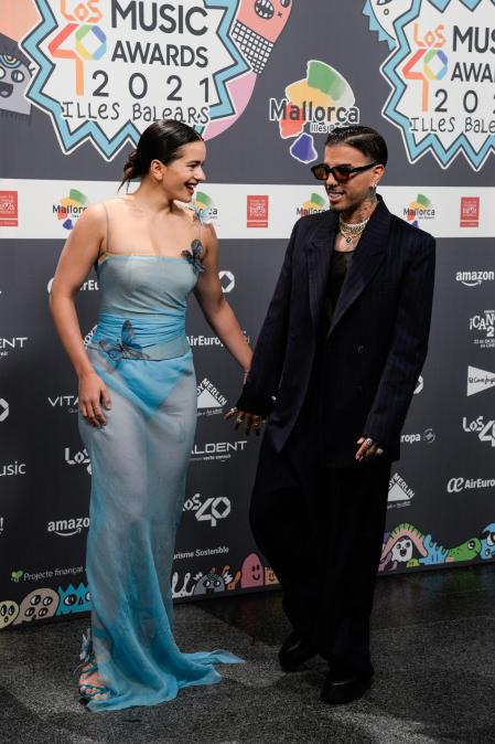 Singer Rosalia and Rauw Alejandro at photocall for 40 Principales Music Awards in Mallorca, on Friday 11 November 2021.
