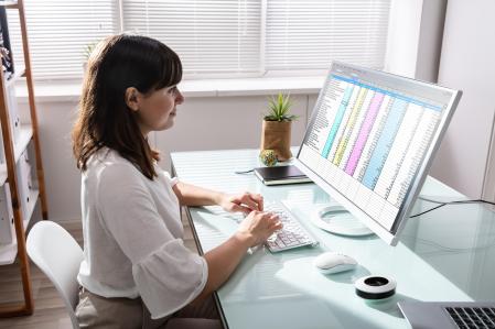 Un mujer utiliza Excel en su ordenador