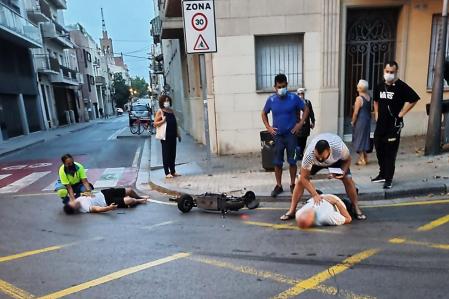 Imagen de archivo de un accidente en el que se vio involucrado un patinete eléctrico en Badalona&nbsp;