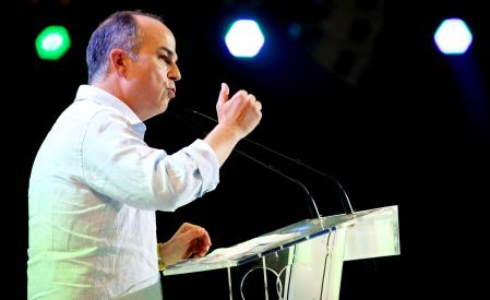 Jordi Turull durante su intervención en el congreso de JxCat