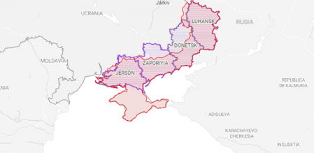 Mapa de las provincias ucranianas que pretende anexionarse Putin a Rusia