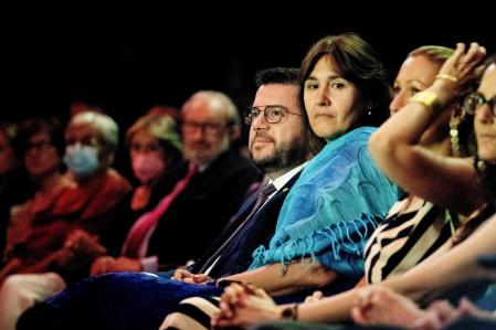 Pere Aragonès y Laura Borràs, en el 150 aniversario de la Creu Roja en Catalunya en el Liceu, el pasado mes de julio
