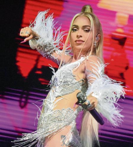 CALAFELL, TARRAGONA, SPAIN - 2021/06/27: Singer Alba Farelo aka Bad Gyal performs live on stage. Alba Farelo, better known by her stage name Bad Gyal, is a 24-year-old Spanish singer, DJ and composer of her songs. Her music has been classified as a fusion of genres, such as dancehall and trap. She has presented her new album 