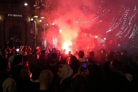 Celebraciones Marruecos España Mundial Barcelona La Rambla