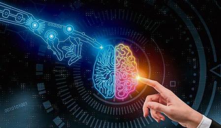 Ilustración del ser humano y la inteligencia artificial en conexión