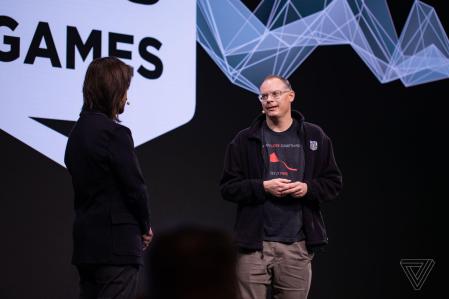 El CEO de Epic Games, Tim Sweeney, en la presentación durante la Game Developers Conference 2023