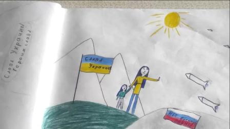 El dibujo que hizo en su colegio ‘Masha’ Moskaliova. “No a la guerra”, escribió