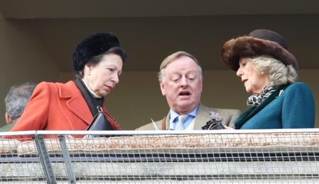 Andrew Parker Bowles  , Camilla, The Duchess of Cornwall and Princess Anne  at Ladies Day Cheltenham Festival 2012, Cheltenham, UK. 14/03/2012
