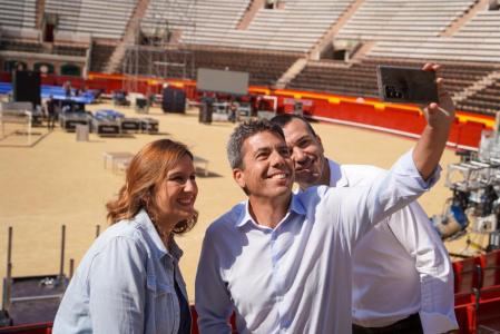 María José Catalá, Carlos Mazón y Vicent Mompó en la plaza de toros de valencia