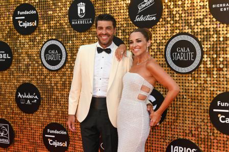 Paula Echeverria and Miguel Torres  at photocall Starlite Festival oF Marbella on Sunday 14 August 2023