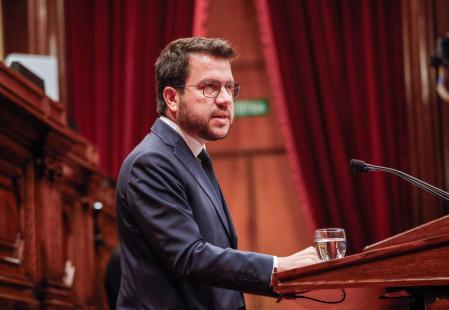 El presidentede la Generalitat, Pere Aragonès, en su discurso inicial del Debate de Política General.