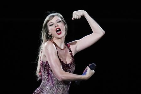 Taylor Swift performs at the Monumental stadium during her Eras Tour concert in Buenos Aires, Argentina, Thursday, Nov. 9, 2023. (AP Photo/Natacha Pisarenko)