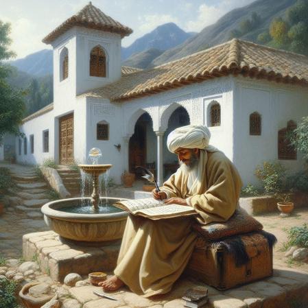 Imagen alegórica de al-Qalalusi, en la que se percibe el pico de Calaluz. .