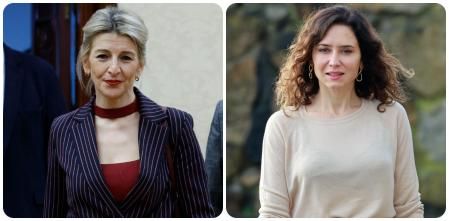 La ministra de Trabajo, Yolanda Díaz, y la presidenta de la Comunidad de Madrid, Isabel Díaz Ayuso
