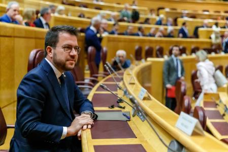 El president catalán, Pere Aragonès, este lunes en el Senado
