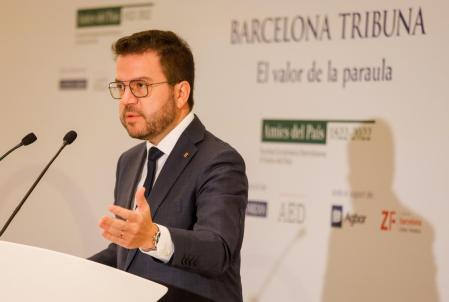Pere Aragonès, durante el coloquio en Barcelona Tribuna
