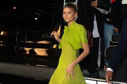Zendaya con su vestido verde en Nueva York
