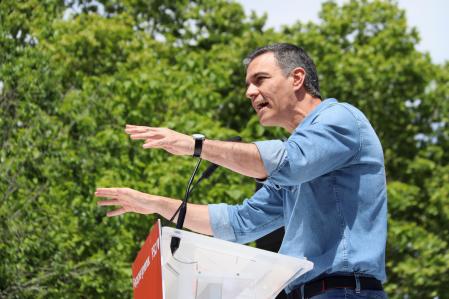 El presidente del Gobierno, Pedro Sánchez, en un acto de campaña en Montmeló