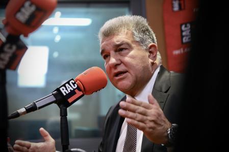 El presidente blaugrana, Joan Laporta, en una entrevista en RAC1
