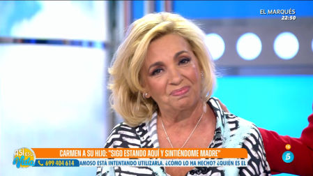Carmen Borrego, visiblemente emocionada, envía un mensaje de cumpleaños a su hijo José María durante su participación en el programa ‘Así es la vida’