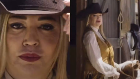 Belén Esteban, vestida de vaquera, en el hilarante vídeo promocional de 'Yellowstone' para SkyShowtime, fusionando el drama de la serie con su característico humor