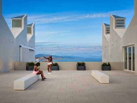 Haciéndose un 'selfie' en el Centro Municipal de Vela de Barcelona.