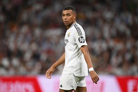 MADRID, SPAIN - OCTOBER 05: Kylian Mbappe of Real Madrid looks on during the LaLiga match between Real Madrid CF and Villarreal CF at Estadio Santiago Bernabeu on October 05, 2024 in Madrid, Spain. (Photo by Denis Doyle/Getty Images)
