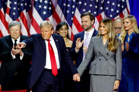 Donald y Melania Trump celebran la victoria del candidato republicano