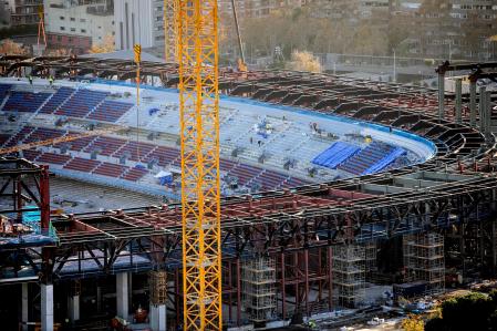 foto XAVIER CERVERA 19/12/2024 estado de las obras del camp nou spotify (construido por limak) estadio del fcbarcelona, dsd un rascacielos de l avenida diagonal ,barcelona