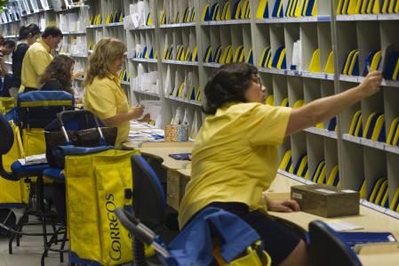 Una oficina de clasificación de Correos