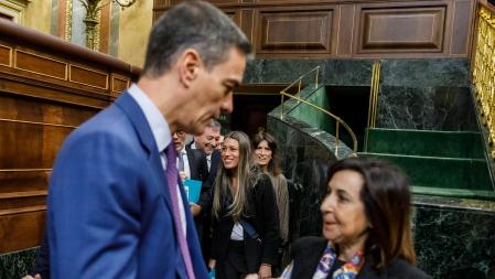 Pedro Sánchez y Miriam Nogueras, la semana pasada en el Congreso.