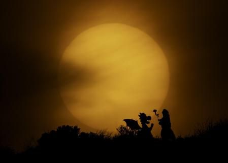 La puesta de sol de Sant Jordi, con la princesa y la rosa, en Terrassa.