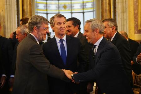 Alberto Núñez Feijóo y sus dos escuderos económicos, Alberto Nadal y Juan Bravo&nbsp; &nbsp; &nbsp;