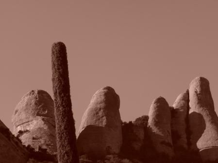 Silueta de agujas de piedra en Montserrat.